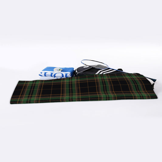 Black And Green Stewart Tartan Print Sports Towel