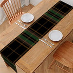Black And Green Stewart Tartan Print Table Runner
