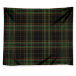 Black And Green Stewart Tartan Print Tapestry