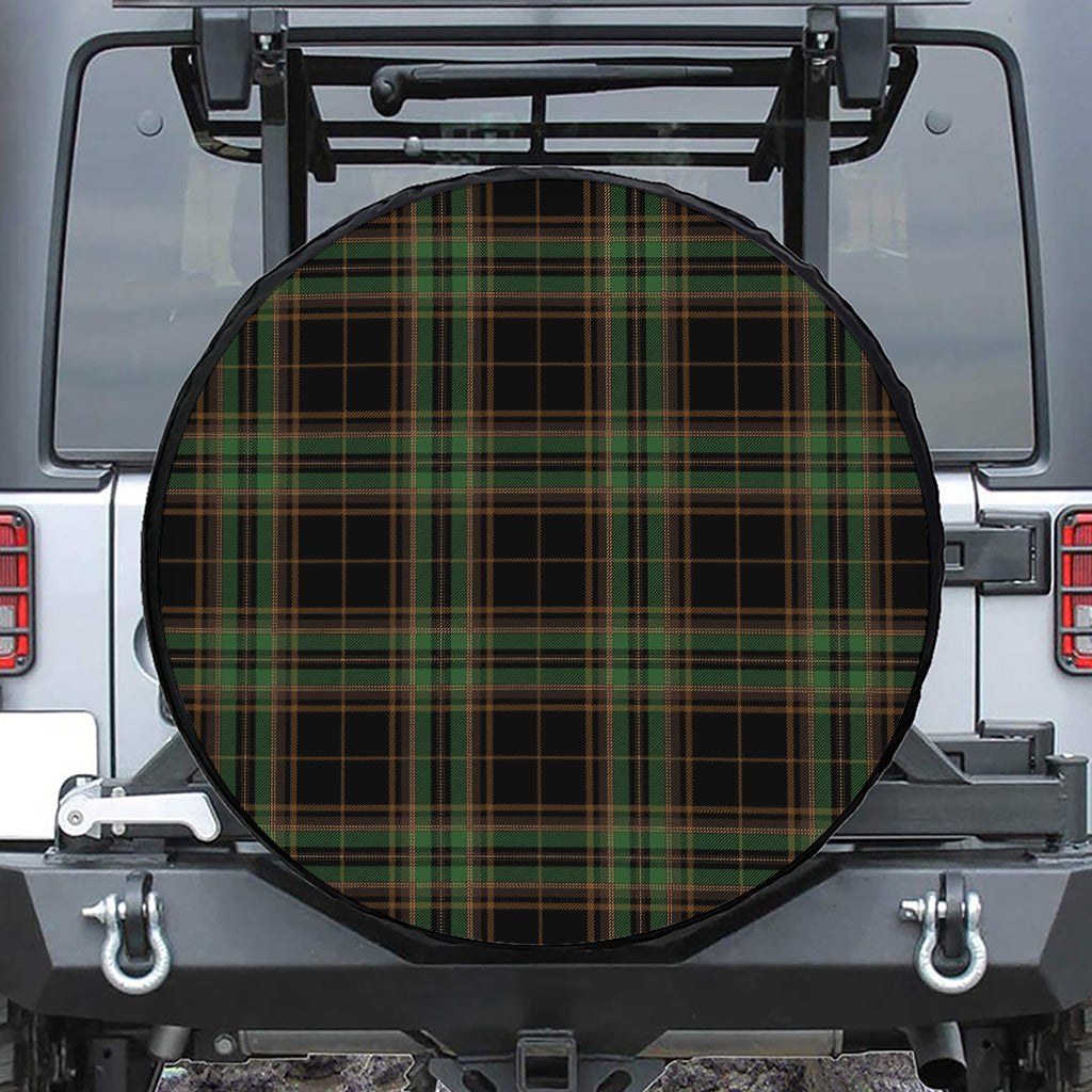 Black And Green Stewart Tartan Print Tire Cover