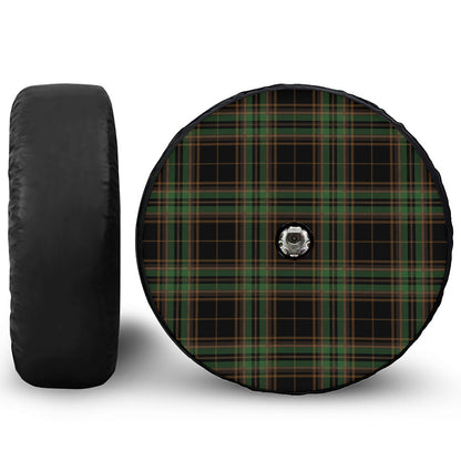 Black And Green Stewart Tartan Print Tire Cover With Camera Hole