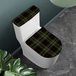 Black And Green Stewart Tartan Print Toilet Lid And Tank Cover Set
