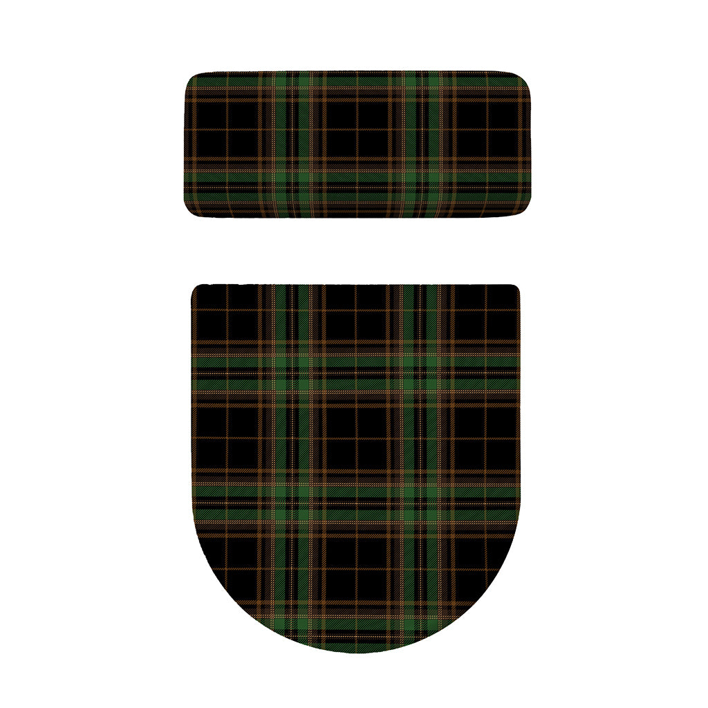Black And Green Stewart Tartan Print Toilet Lid And Tank Cover Set