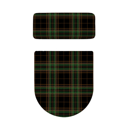 Black And Green Stewart Tartan Print Toilet Lid And Tank Cover Set