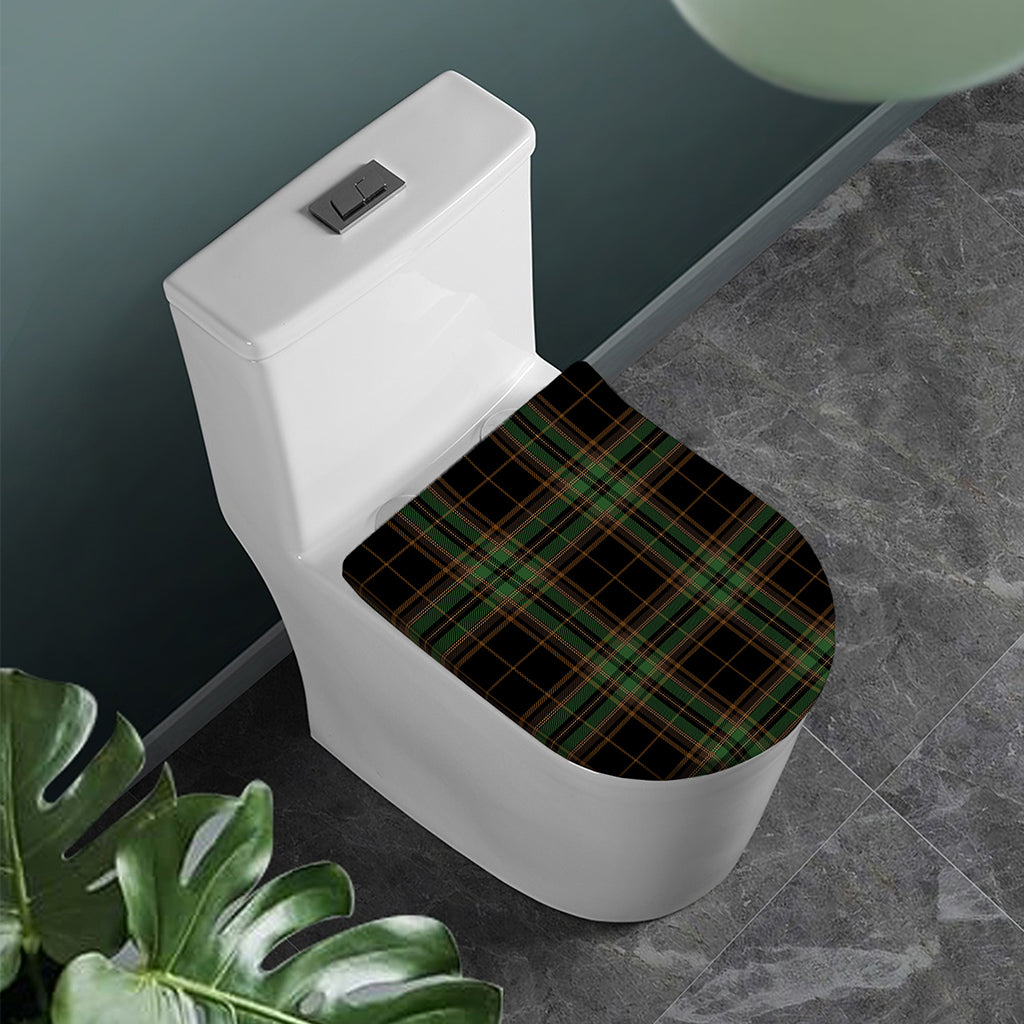 Black And Green Stewart Tartan Print Toilet Lid Cover