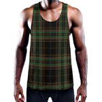 Black And Green Stewart Tartan Print Training Tank Top