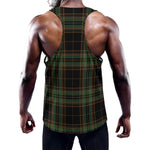 Black And Green Stewart Tartan Print Training Tank Top