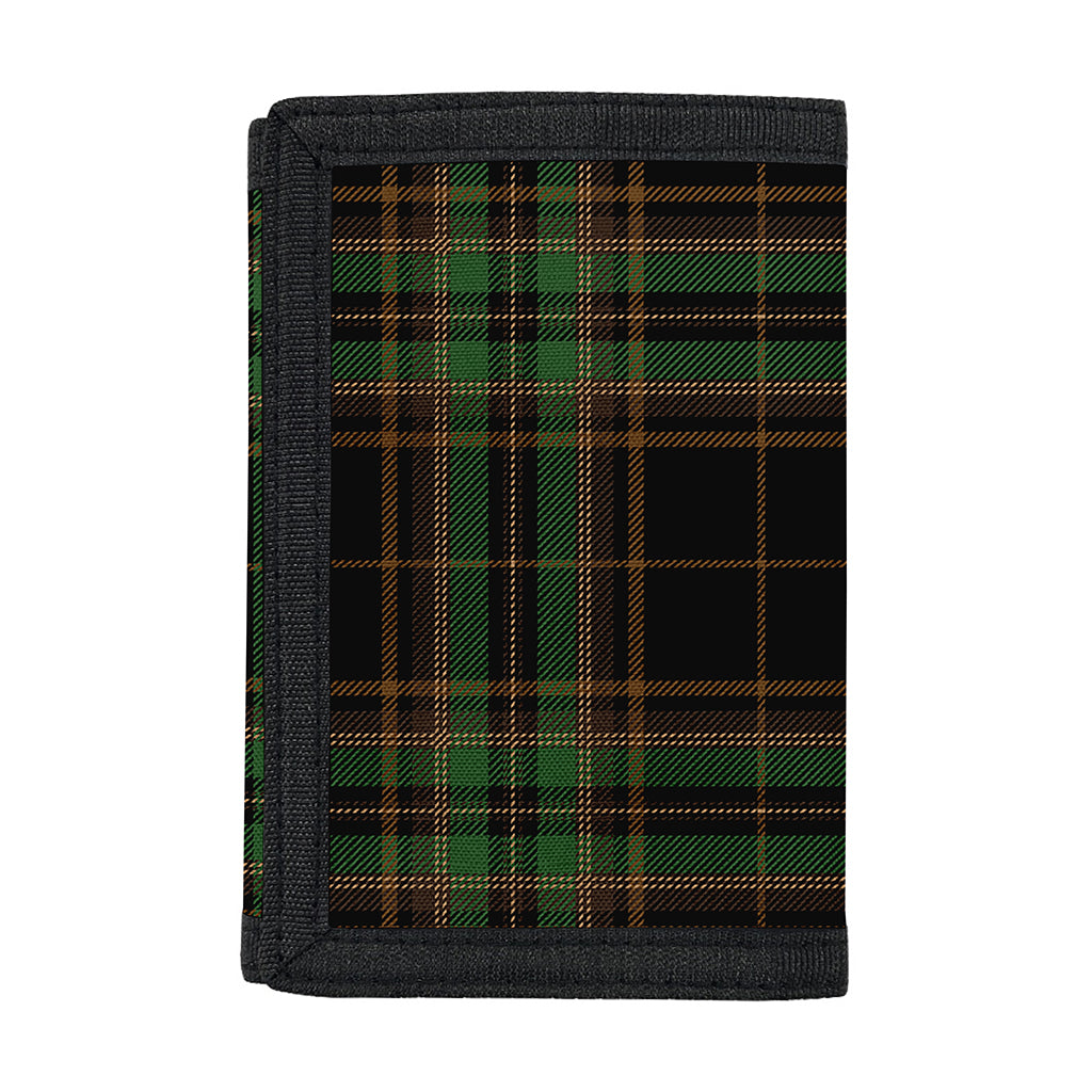 Black And Green Stewart Tartan Print Trifold Wallet