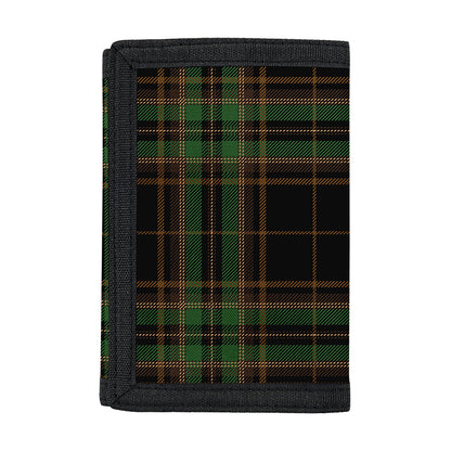 Black And Green Stewart Tartan Print Trifold Wallet