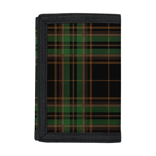 Black And Green Stewart Tartan Print Trifold Wallet