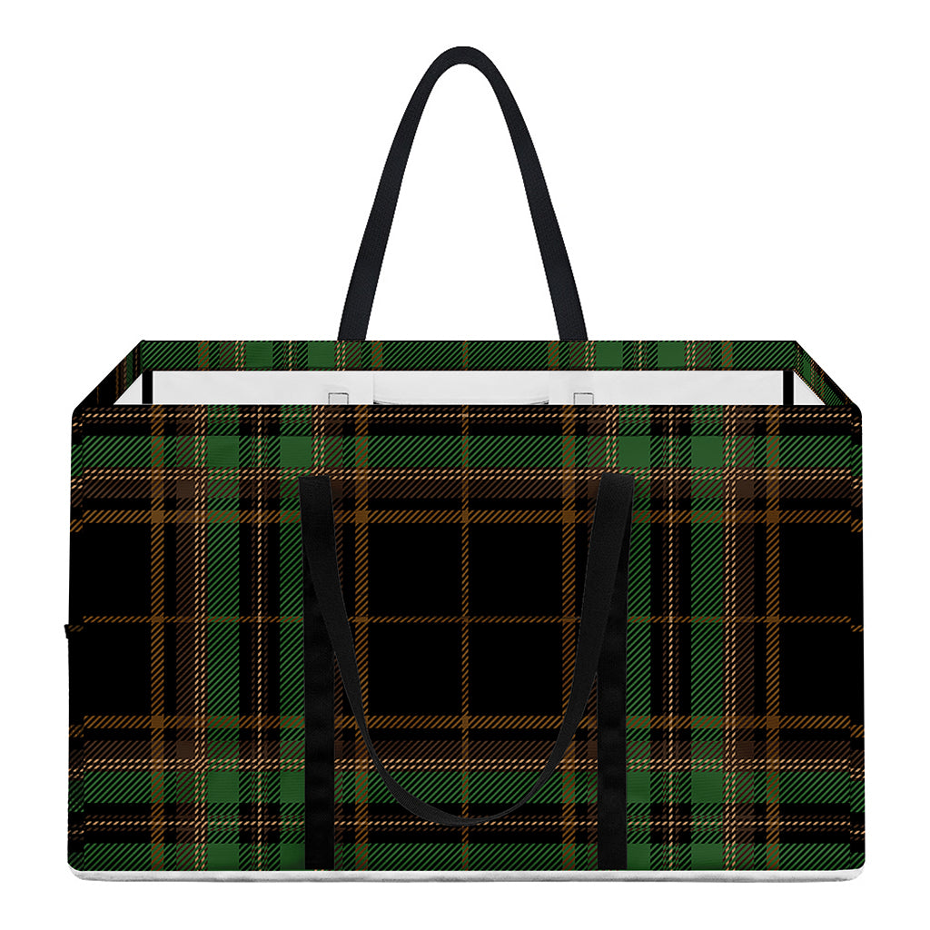 Black And Green Stewart Tartan Print Utility Tote Bag