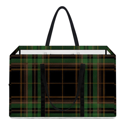 Black And Green Stewart Tartan Print Utility Tote Bag