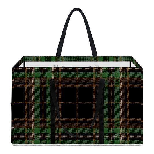 Black And Green Stewart Tartan Print Utility Tote Bag