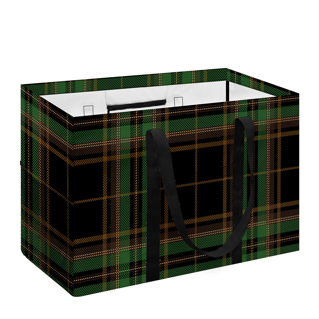 Black And Green Stewart Tartan Print Utility Tote Bag