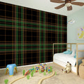 Black And Green Stewart Tartan Print Wall Sticker
