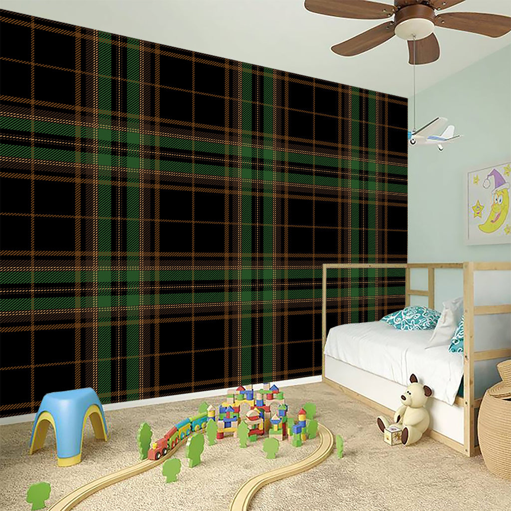 Black And Green Stewart Tartan Print Wall Sticker