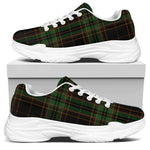 Black And Green Stewart Tartan Print White Chunky Shoes