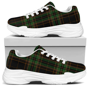 Black And Green Stewart Tartan Print White Chunky Shoes