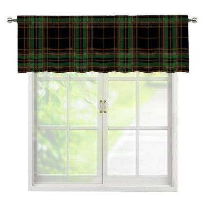 Black And Green Stewart Tartan Print Window Valance