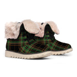 Black And Green Stewart Tartan Print Winter Boots