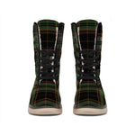 Black And Green Stewart Tartan Print Winter Boots