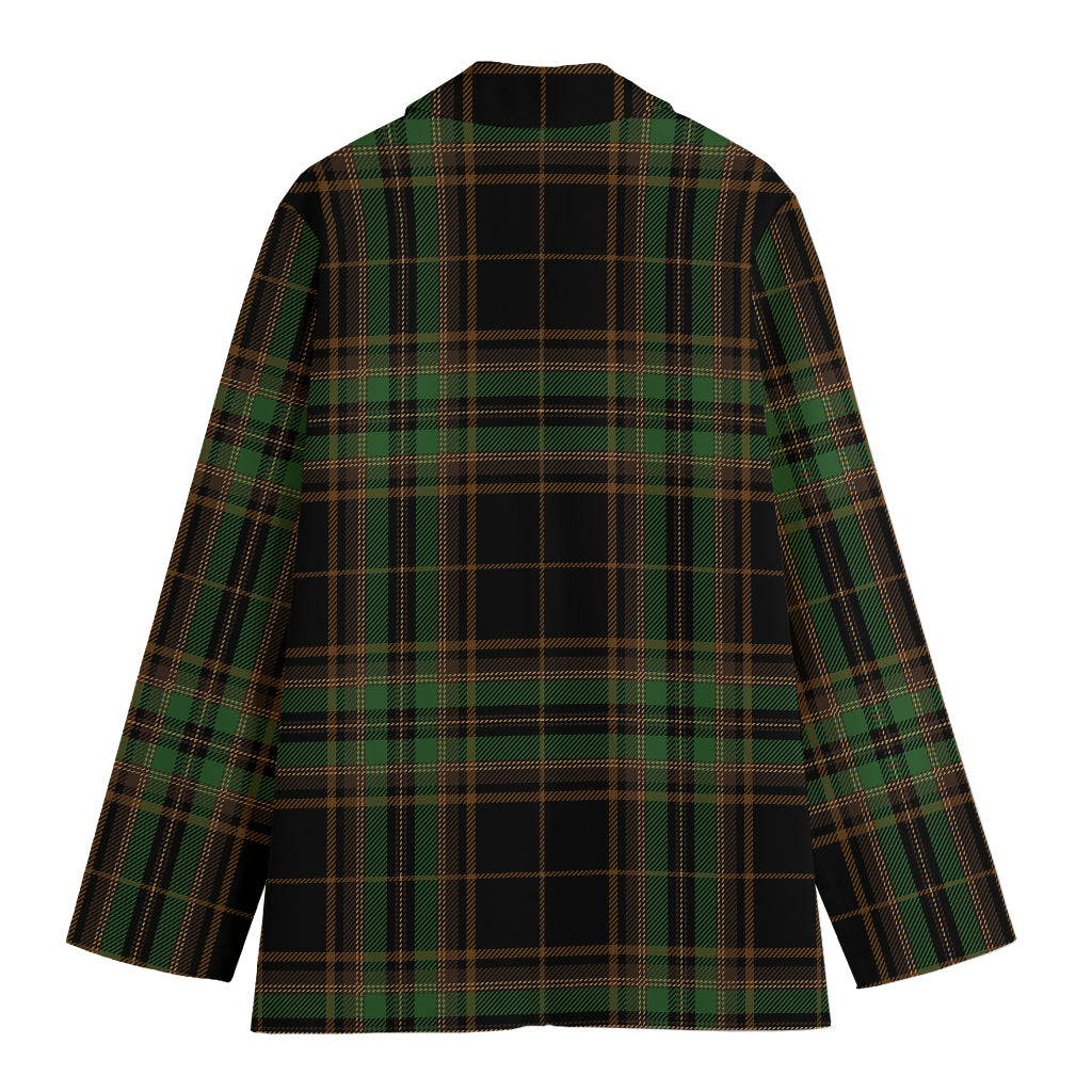 Black And Green Stewart Tartan Print Women's Blazer