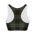 Black And Green Stewart Tartan Print Women's Sports Bra
