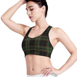 Black And Green Stewart Tartan Print Women's Sports Bra