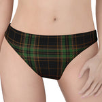 Black And Green Stewart Tartan Print Women's Thong