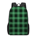 Black And Green Tartan Pattern Print 17 Inch Backpack