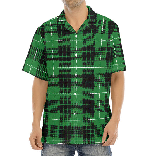 Black And Green Tartan Pattern Print Aloha Shirt