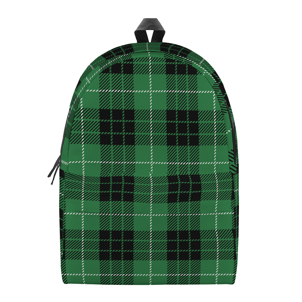 Black And Green Tartan Pattern Print Backpack