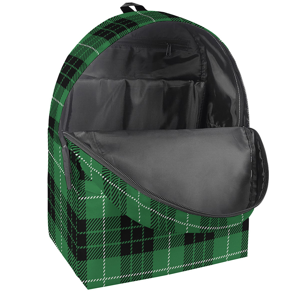 Black And Green Tartan Pattern Print Backpack