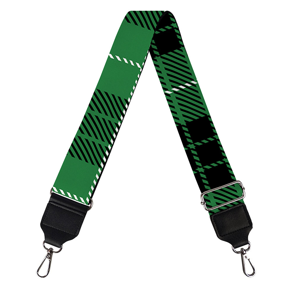 Black And Green Tartan Pattern Print Bag Strap