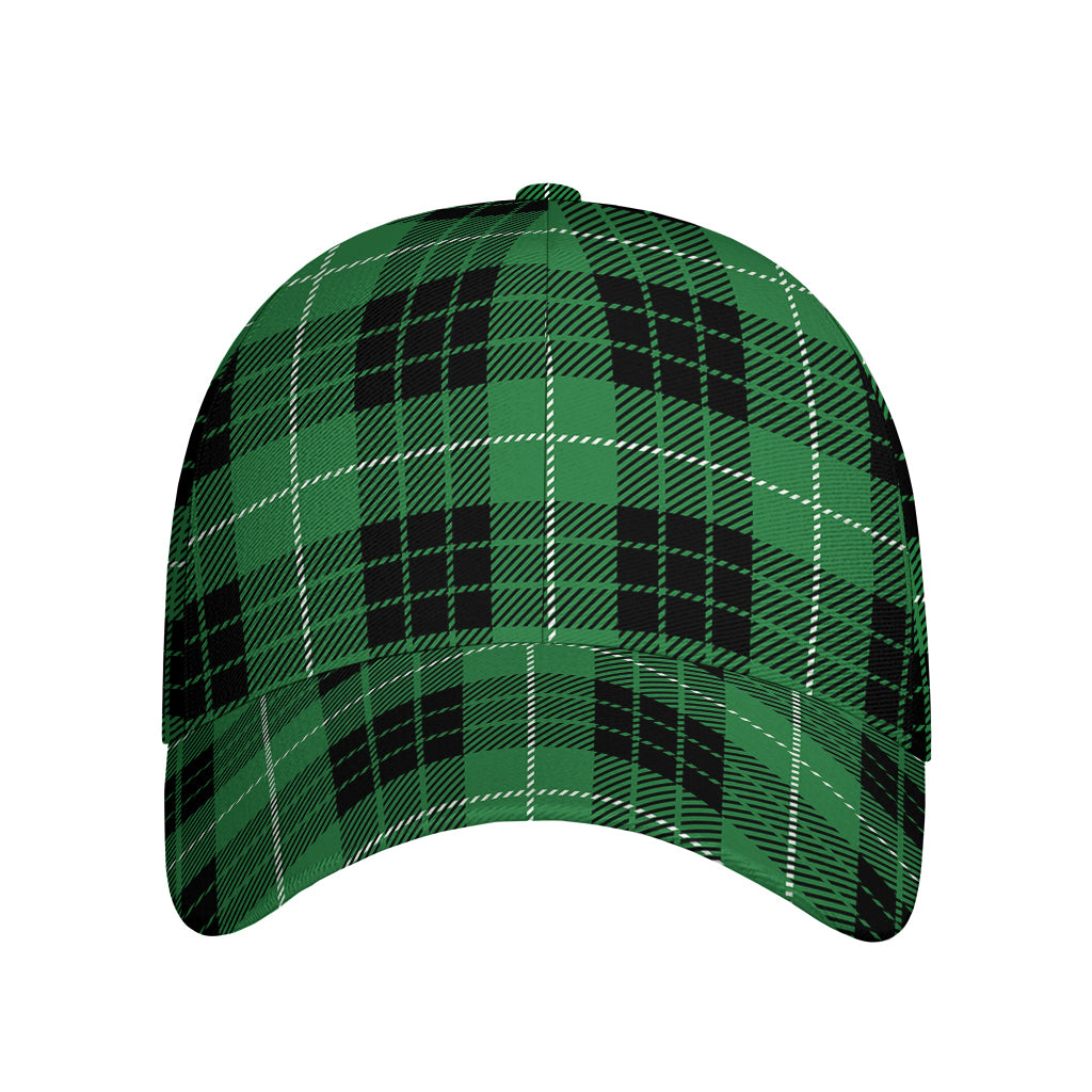 Black And Green Tartan Pattern Print Baseball Cap