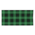 Black And Green Tartan Pattern Print Beach Towel
