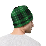 Black And Green Tartan Pattern Print Beanie