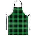 Black And Green Tartan Pattern Print Bib Apron With Pocket