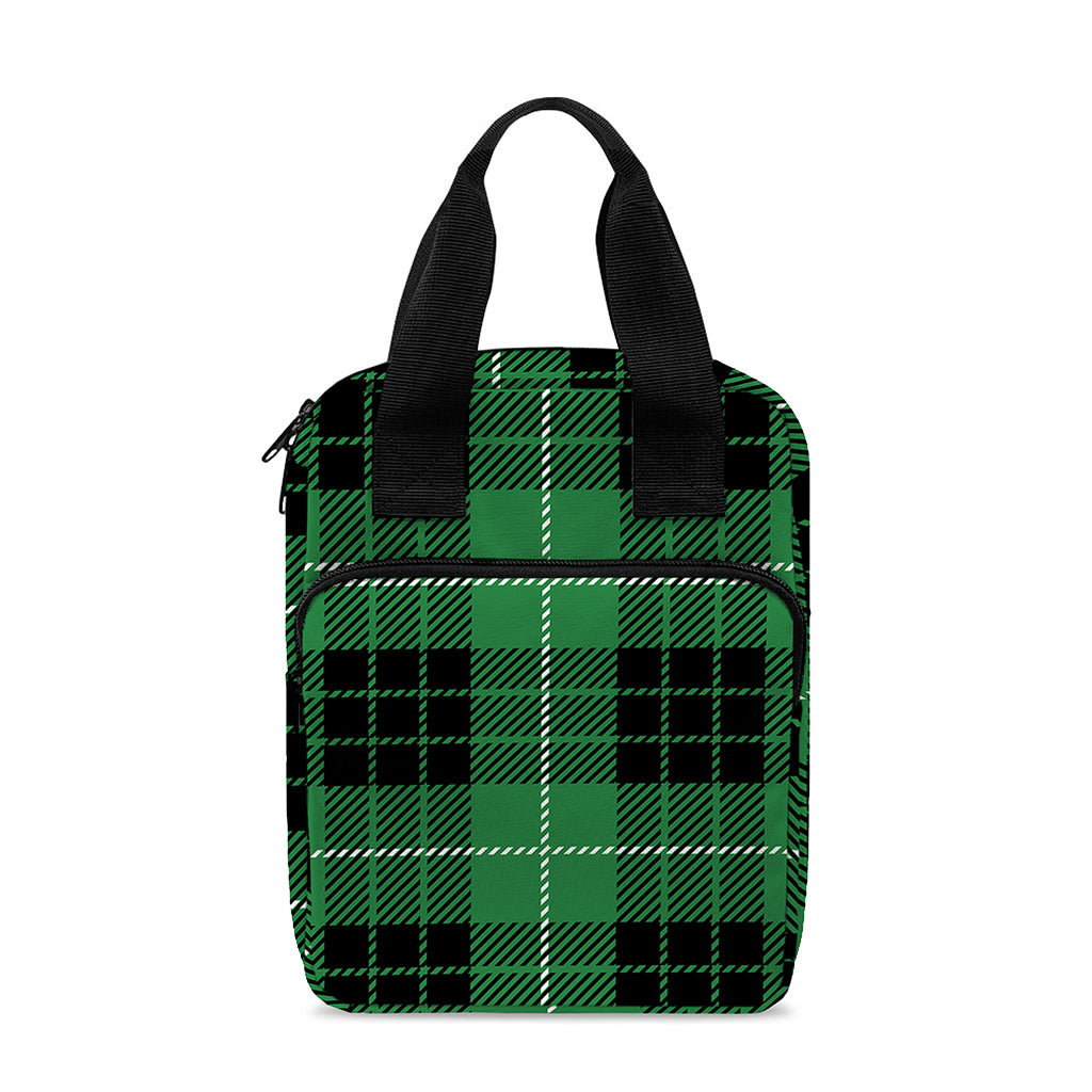 Black And Green Tartan Pattern Print Bible Tote Bag