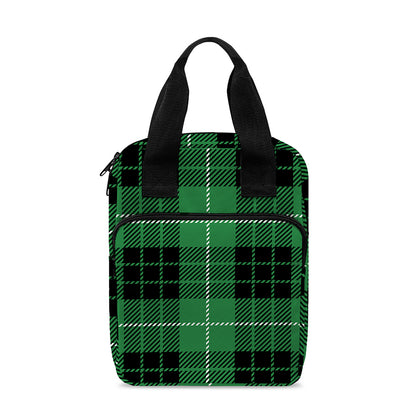 Black And Green Tartan Pattern Print Bible Tote Bag