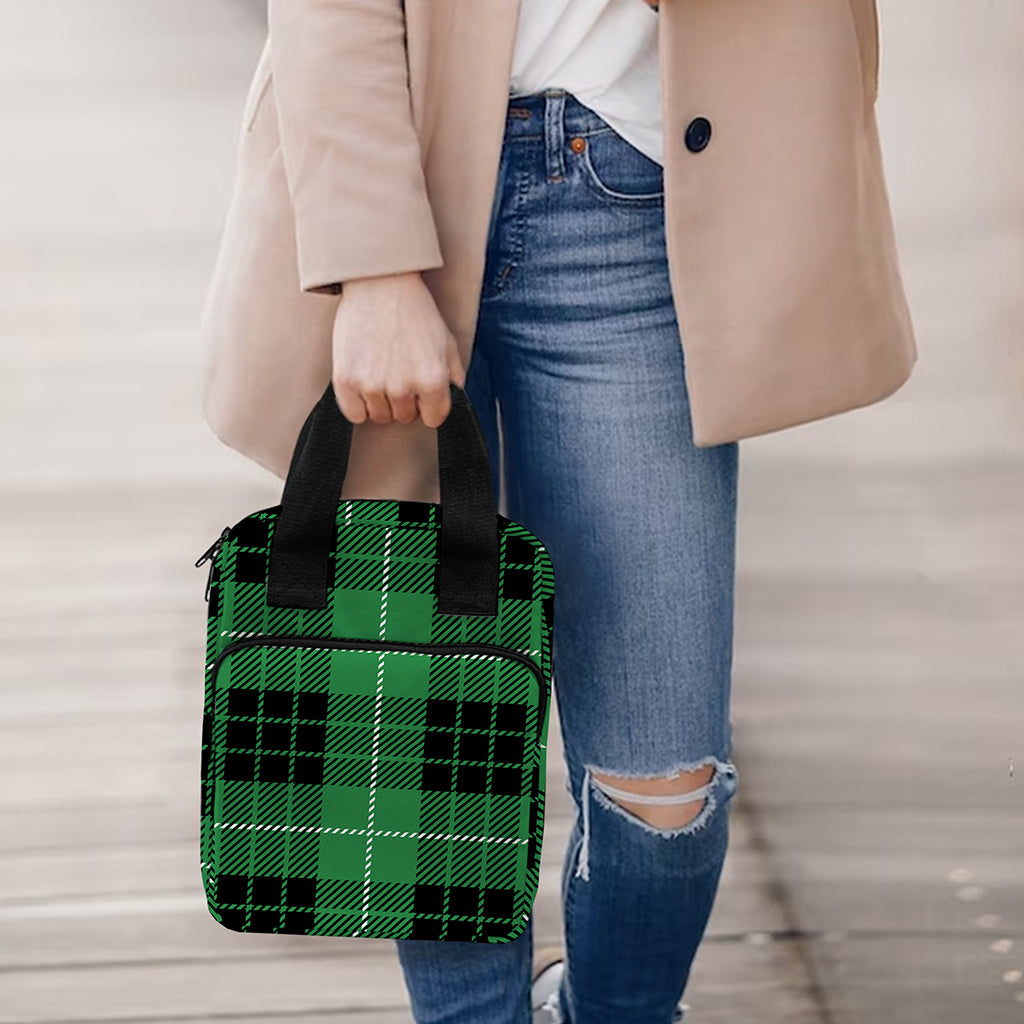 Black And Green Tartan Pattern Print Bible Tote Bag
