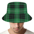 Black And Green Tartan Pattern Print Bucket Hat