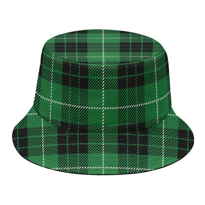Black And Green Tartan Pattern Print Bucket Hat