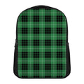 Black And Green Tartan Pattern Print Casual Backpack
