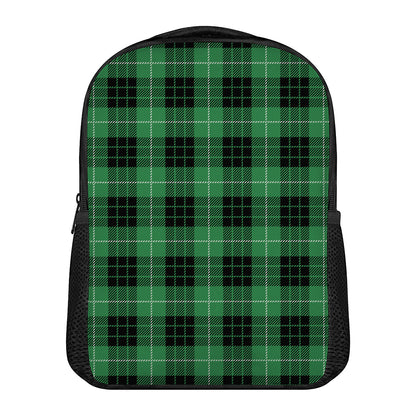 Black And Green Tartan Pattern Print Casual Backpack