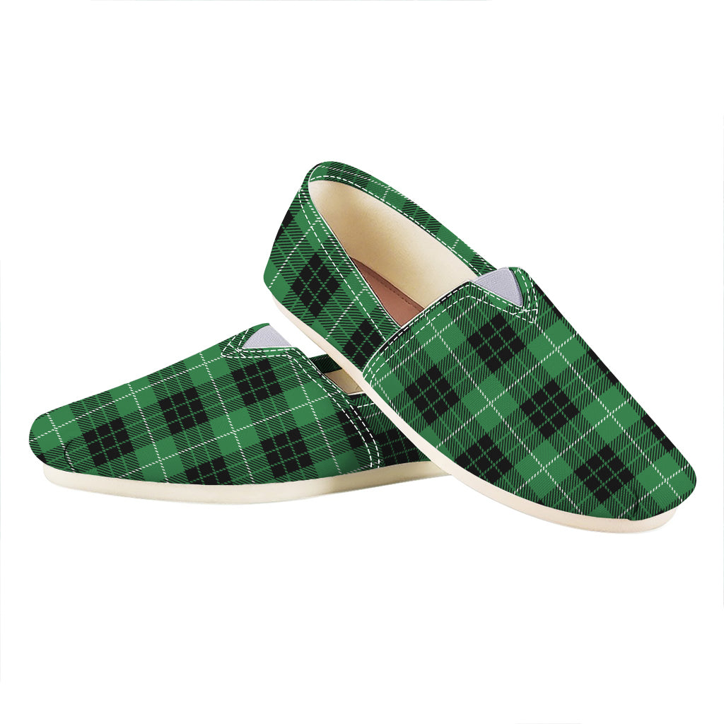 Black And Green Tartan Pattern Print Casual Shoes