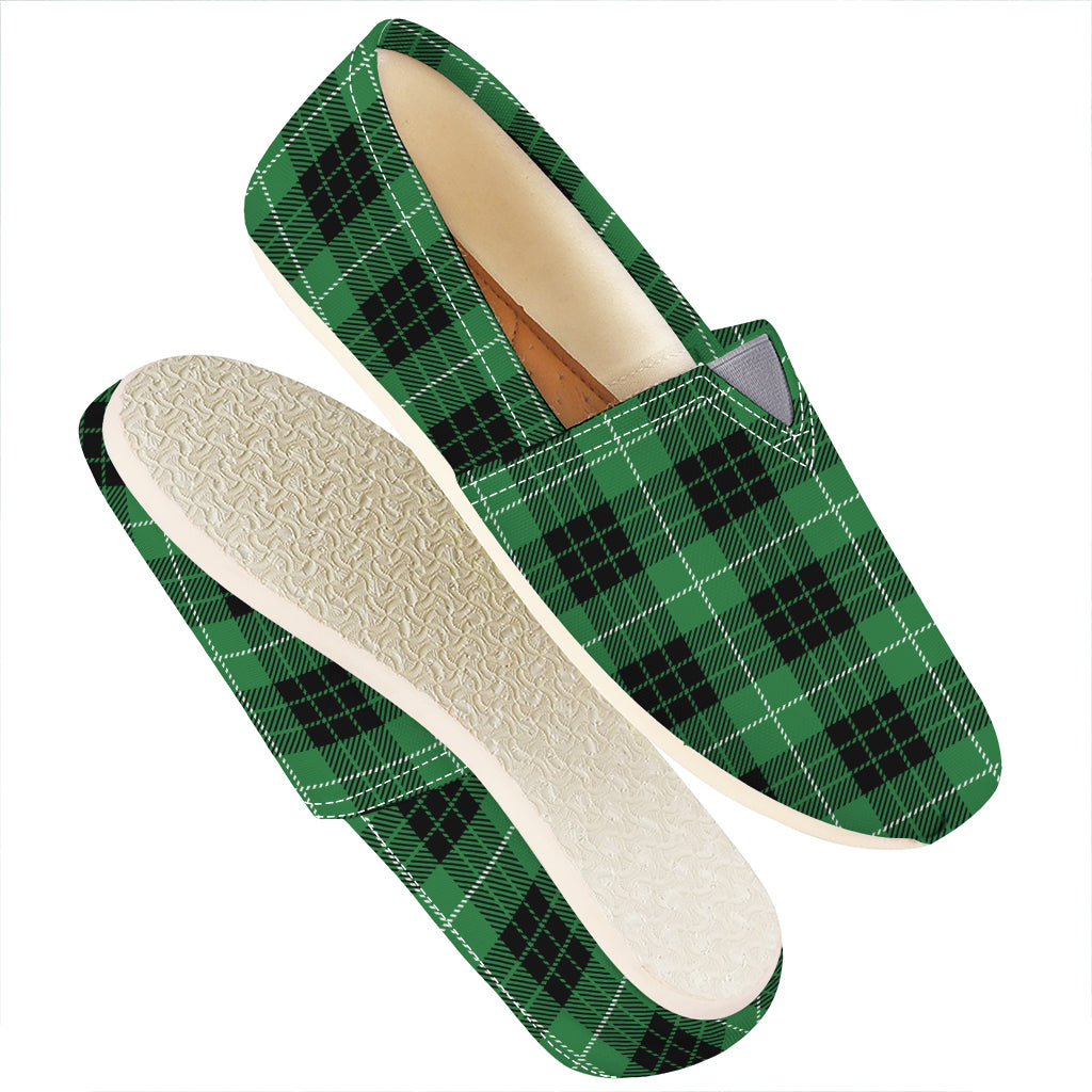 Black And Green Tartan Pattern Print Casual Shoes