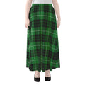 Black And Green Tartan Pattern Print Chiffon Maxi Skirt