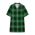 Black And Green Tartan Pattern Print Cotton Hawaiian Shirt