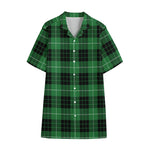 Black And Green Tartan Pattern Print Cotton Hawaiian Shirt